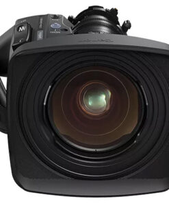 A professional-grade camera with a large zoom lens labeled "Canon CJ15EX4.3B-IASE-S" mounted on top, designed for high-quality video or photography.