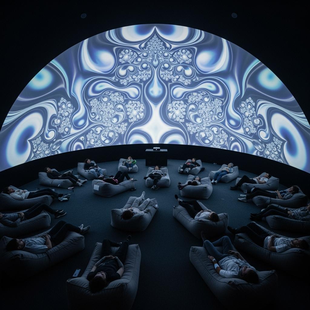 Immersive wellness fractals projected onto a dome